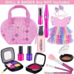 ZITA ELEMENT 14 Pcs 18 Inch Girl Doll Accessories and Makeup Set Includes Doll Dress with Makeup Stuff for 18 Inch Girl Doll My Our Life Journey Generation Girl Doll Accessories