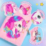 JOYESOLH Unicorn Gifts for Girls,Plush Diary with Lock for Girls Stationary Sets for Girls Gifts for 5-13 Year Old Girls School Supplies Journal for Girls Diary Birthday Gifts Christmas Gifts