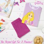 Disney Girls Pyjamas Set Summer Nightwear Beauty and the Beast Lion King Princess Stitch PJs 2 Piece Short Pyjamas (Purple Rapunzel, 3-4 Years)