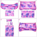 Ecore Fun 6 Pcs 18 Inch Girl Doll Bed and Accessories Included Doll Bed and Quilt Pillow Throw Pillow Fit for 18 Inch Girl Doll – Best Gift for Your Child