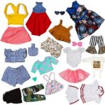 XFEYUE 22 Pcs 18 inch Doll Clothes Gifts and Accessories, Fit 18 inch Girl Doll – Including 10 Sets of Various Styles Doll Clothes, Hair Clips and Sunglasses Handbags