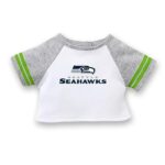 American Girl Seattle Seahawks 18 inch Fan Tee with Crew Neck Striped Short Sleeve, Green and Blue, 1 pcs, Ages 6+