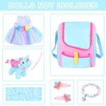 18 Inch Girl Doll Accessories with Doll Carrier Bag + Dress + 2 Hairpins + Blue Sticker + Bracelet + Toy Elephant (18 Inch Doll Accessories and Clothing)
