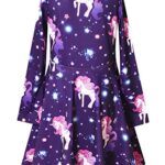 American Girl Doll Dress Outfits Purple Starry Unicorn Birthday Dress with Pocket 10 11
