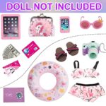 Ywkis American 18 inch Doll Accessories-Include Suitcase,Doll Swimming Suit,Swimming Ring,Sunglasses,Camera,etc.Travel Luggage Play Set for 18 Inch Dolls