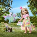 American Girl WellieWishers 14.5-inch Camille Doll Playset with Crisella The Dragon, Doll Dress and Accessories, and Storybook, for Ages 4+