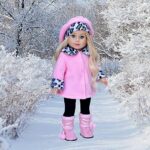 Elegance – 4 Piece 18 inch Doll Outfit – Pink Fleece Coat, Matching Hat, Brown Pants and Sherpa Boots – (Doll Not Included)