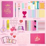 ADUSRIZ Princess DIY Journal Kit for Girls 8-12, 50+Pcs Gifts for Tween & Teen Girls, Scrapbook & Diary Supplies Set, Journaling Art Crafts Kit with Storage Case, Toys for Ages 6-12 Girls Gifts