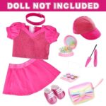 UNICORN ELEMENT American 18 Inch Doll Clothes and Accessories Makeup Sets, Doll Outfit Dress for 18 Inch Girl Dolls, Cosmetic Bag Including Eye Shadow, Mascara, Comb, Shoes, Hat (Doll No Included)