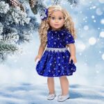 18 inch Doll Clothes – Midnight Blue – 3 Piece Outfit – Dark Blue Sparkling Holiday Dress with Matching Silver Shoes and Headpiece – Clothes Fits American 18 Inch Doll (Doll Not Included)