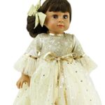 American Fashion World Gold Star Ball Gown Set for 18-Inch Dolls |Hairbow Included | Premium Quality & Trendy Design | Dolls Clothes | Outfit Fashions for Dolls for Popular Brands