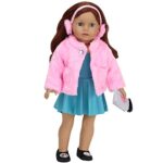 Sophia’s 18″ Doll Fluffy Pink Faux Fur Coat with Gem Accent and Matching Earmuffs
