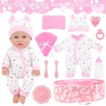 ZITA ELEMENT 12 Inch Baby Doll with Accessories for Baby Doll Reborn Includes Carrier Bassinet Bed, Pacifier, Blanket, Pillow, Feeding Set, New Born Baby Doll Playset for Toddlers 3 Ages and Up