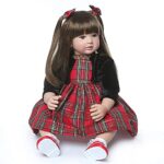 Reborn Toddler Dolls Realistic Girl 24 Inch Real Looking Soft Silicone Limbs and Head Soft Cloth Weighted Body Cute Baby Dolls with Beautiful Princess Dress