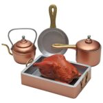 THE QUEEN’S TREASURES 18 Inch Doll Baking Accessories, 7 Piece 18 Copper Look Kitchen Pots, Pans, Tea Kettle, Plus Roast Chicken, Compatible with American Girl Dolls Kitchens & Furniture