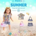 sweet dolly Fashion 18 Inch Doll Clothes Accessories Summer Beach Play Set, Fashion Shirt, Bikini Swimsuit and Handbag Set Fits 18 Inch Dolls (Doll Not Included)