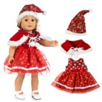 TianBo 3pc Christmas 18 Inch Doll Clothes Red Color Including Snowflake Hat Shawl Dresses Outsuits for Girl Doll and Other 18 Inch Girl Dolls Daughter’s Gift, ZKB10 (Red-Snowflake)