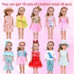 MSYO 18 Inch Doll Clothes & Accessories Bundle-10 Style Wardrobe Set with Dresses,Swimwear,Pajamas,Bathrobe & Hair Accessories for 18 Dolls
