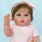 SCOM Reborn Baby Doll Girl – 18 Inch Realistic Baby, Real Life Dolls with Cloth Body & Vinyl, Newborn Lifelike Weighted Doll for Ages 3 4 5 6 + Year Old Gift