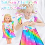 Sylfairy Doll and Girl Matching Nightgown Unicorn Outfit Princess Pajamas Night Dress for Girls and 18″ Dolls Clothes Rainbow