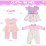 ECORELF Baby Doll Clothes, 3 Set 18 Inch Doll Girl Clothes and Accessories 4 Pcs Include Jumpsuits Skirt Headband (No Dolls)