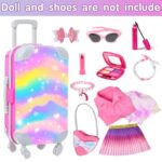 American 18 Inch Doll Clothes and Makeup Accessories Set, Include Suitcase Clothes Bag Hairband Eyeshadow Mascara Brush Lipstick Bracelet Sunglasses Hair Clips (Doll and Shoes NOT Included)