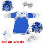 ARTST Cheer Uniform Doll Outfit-18 inch Doll Clothes & Accessories Set Including Pom Poms,Shoes,Socks and Hairbow,Sport Gifts for Girls Age 6+(Blue and White)