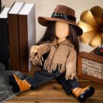 Bencailor 5 Pcs Cowgirl 18 Inch Doll Clothes and Accessories Summer Outfits Set Sweaters Trousers Hats Shoes for 18 Inch Doll Gifts