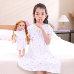 ICOSY Matching Doll & Girls Nightgowns Clothes Girls Pajamas Sleepwear Outfit for Kids and American 18″ Girl Doll White