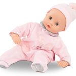 Gotz Muffin Pastellino 13″ Soft Body Baby Doll with Bald Head in Pink Velour Footed Pajamas with Knit Cap and Pacifier – Ages 18 Months +
