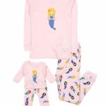 Leveret Mermaid Matching Doll & Girl 2 Piece Pajama Set 100% Cotton 6 Years