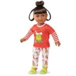 My Life As Grinch Sleepover 18 inch Doll Christmas Holiday Collectible w/Bonus (Dk Brunette/Brown)