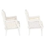 Wooden Dollhouse Armchairs, Set of 2, Dinning Lounge Chairs, Dolls House Furniture, White Finish and Fabric, 1/12 Scale (White-Wood)