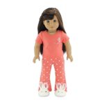 18 Inch Doll Clothes Coral Pajamas PJs | Fits 18″ American Girl Dolls | Includes Doll Bunny Slippers | Gift-boxed!