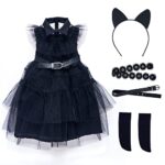 Wednesday 18 Inch Doll Clothes , Addams Family Cosplay Halloween Party Dress Fits 18 Inch American Doll Girl Clothes