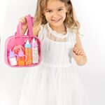 fash n kolor®, My Sweet Baby Disappearing Doll Feeding Set | Baby Care 4 Piece Doll Feeding Set for Toy Stroller | 2 Milk & Juice Bottles with Toy Pacifier for Baby Doll,