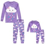 Babyroom Girls Matching Doll&toddler 4 Piece Cotton Pajamas Toddler Sleepwear size 6 Purple