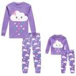 Babyroom Girls Matching Doll&Toddler 4 Piece Cotton Pajamas Toddler Sleepwear Size 3 Purple