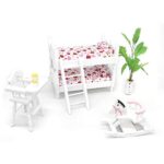Wooden Dollhouse Furniture of Baby bunk Bed with Ladder for Miniature Dollhouse Accessories – 1/12 Scale
