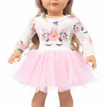 ebuddy Pink Long Sleeve Veil Soft Cotton Unicorn Doll Dress Clothes with Underwear for 18 inch American Girl, Journey Girl Dolls