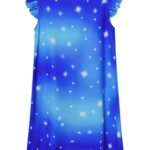 Cotton Doll Night Gown for Girl Star Unicorn Flutter Sleeve Nightgown Size 10 11