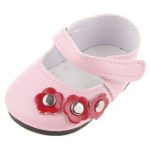 MagiDeal Pink Patent Leather Pump Dolly Mary Jane Shoes with Flowers Decor for 18″ American Girl My Life Our Generation Journey Doll