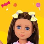 Glitter Girls Dolls by Battat – 14-inch Poseable Fashion Kika — Brown Hair & Blue Eyes — Ice Cream Outfit, Rainbow Skirt, and 2 Bows – Toys, Clothes, and Accessories for Kids Ages 3+ , Pink