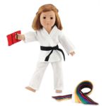 Emily Rose 18″ Doll Clothes | 18″ Doll Girl/Boy Karate Outfit | Fits 18 Inch American Girl Doll | Includes 18″ Accessories and All 9 Color Belts | Gift Boxed!