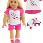 Hot Pink Roller Skate Short Set with Skates | Fits 18″ American Girl Dolls, Madame Alexander, Our Generation, etc. | 18 Inch Doll Clothes