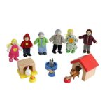 Hape Happy Family Dollhouse with Pet Set Award Winning Doll Family Set, Unique Accessory for Kid’s Wooden Dolls House, Imaginative Play Toy, 6 Family Figures, Adults 4.3″ and Kids 3.5″