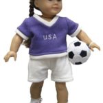Purple and White Soccer Outfit with Plush Ball. Fits 18″ Dolls like American Girl®