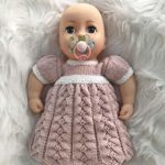 Doll’s Dress with Wavy Edge Knitting Pattern to fit 16-18 inch or 41-46 cms Doll