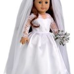 DreamWorld Collections – Princess Kate – Royal Wedding Dress with White Leather Shoes and Tulle Veil – Clothes Fits 18 Inch American Girl Doll (Doll Not Included)