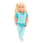 Our Generation 18 Inch Regular Doll – CELESTE with Long Platinum Blonde Hair, Gray Eyes, and Light Blue Cardigan Outfit